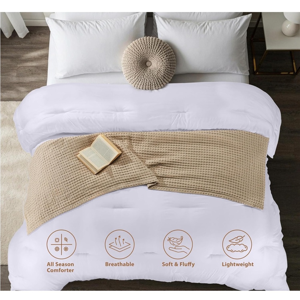 White Comforter - Down Alternative All Season Quilted - Picture 4 of 6